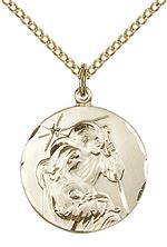 14KT GOLD FILLED HOLY FAMILY PENDANT WITH CHAIN - 3/4" x 5/8"