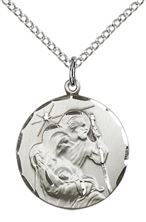 STERLING SILVER HOLY FAMILY PENDANT WITH CHAIN - 3/4" x 5/8"