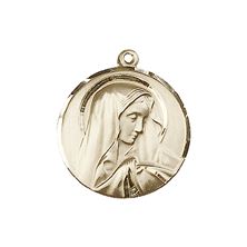 14KT GOLD SORROWFUL MOTHER MEDAL - 3/4" x 5/8"