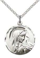STERLING SILVER SORROWFUL MOTHER PENDANT WITH CHAIN - 3/4" x 5/8"