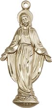 14KT GOLD MIRACULOUS MEDAL - 1 3/8" x 5/8"
