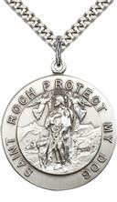 STERLING SILVER ST ROCH PENDANT WITH CHAIN - 1 1/8" x 1"