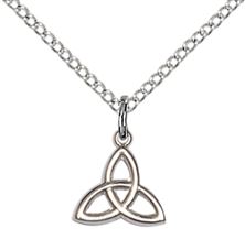 STERLING SILVER TRINITY IRISH KNOT PENDANT WITH CHAIN
