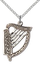 STERLING SILVER IRISH HARP PENDANT WITH CHAIN