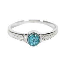 Sterling Silver Miraculous Ring with Blue Epoxy