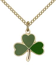 14KT GOLD FILLED SHAMROCK PENDANT WITH CHAIN - 1/2" x 1/2"
