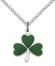 STERLING SILVER SHAMROCK PENDANT WITH CHAIN - 1/2" x 1/2"
