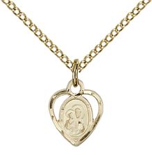 14KT GOLD FILLED OUR LADY OF PERPETUAL HEALTH PENDANT WITH CHAIN - 3/8" x 1/4"