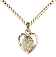 14KT GOLD FILLED OUR LADY OF GUADALUPE PENDANT WITH CHAIN - 3/8" x 3/8"
