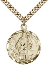 14KT GOLD FILLED ST PATRICK PENDANT WITH CHAIN - 7/8" x 3/4"