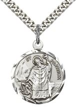 STERLING SILVER ST PATRICK PENDANT WITH CHAIN - 7/8" x 3/4"