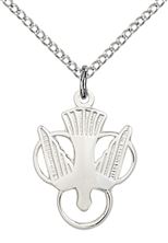 STERLING SILVER HOLY SPIRIT PENDANT WITH CHAIN - 3/4" x 1/2"
