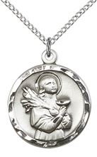 STERLING SILVER ST LUCY PENDANT WITH CHAIN - 7/8" x 3/4"