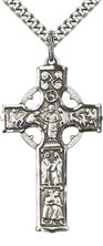 STERLING SILVER CELTIC CROSS PENDANT WITH CHAIN - 1 1/2" x 7/8"