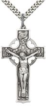 STERLING SILVER CELTIC CRUCIFIX PENDANT WITH CHAIN - 1 1/2" x 7/8"