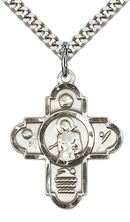 STERLING SILVER 5-WAY ST SEBASTIAN SPORTS PENDANT WITH CHAIN