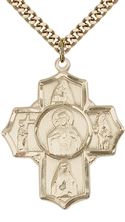 14KT GOLD FILLED SCAPULAR 4-WAY PENDANT WITH CHAIN
