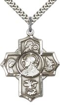 STERLING SILVER SACRED HEART 5-WAY PENDANT WITH CHAIN
