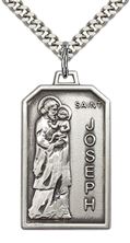STERLING SILVER ST JOSEPH PENDANT WITH CHAIN - 1 1/8" x 5/8"