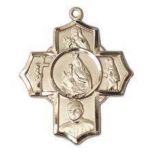 14KT GOLD CARMELITE 4-WAY MEDAL