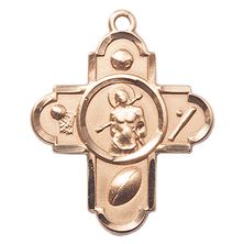 14KT GOLD 5-WAY ST SEBASTIAN MEDAL - 1 1/8" x 1"