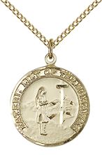 14KT GOLD FILLED ST KATERI PENDANT WITH CHAIN - 3/4" x 5/8"