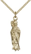14KT GOLD FILLED ST PATRICK PENDANT WITH CHAIN - 1" x 1/4"