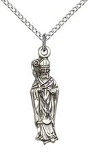 STERLING SILVER ST PATRICK PENDANT WITH CHAIN - 1" x 1/4"