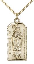 14KT GOLD FILLED ST PATRICK PENDANT WITH CHAIN - 1" x 1/2"