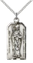 STERLING SILVER ST PATRICK PENDANT WITH CHAIN - 1" x 1/2"