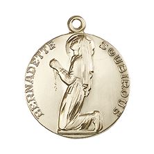 14KT GOLD ST BERNADETTE MEDAL - 1" x 7/8"