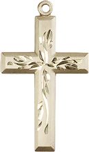 14KT GOLD CROSS MEDAL - 1 3/8" x 3/4"