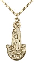 14KT GOLD FILLED OUR LADY OF FATIMA PENDANT WITH CHAIN - 1" x 1/2"