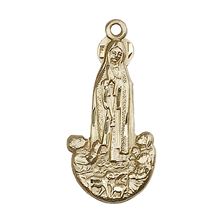 14KT GOLD OUR LADY OF FATIMA MEDAL - 1" x 1/2"