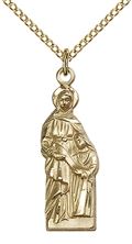 14KT GOLD FILLED ST ANN PENDANT WITH CHAIN - 1" x 3/8"