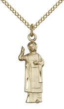 14KT GOLD FILLED ST STEPHEN PENDANT WITH CHAIN - 1" x 1/4"