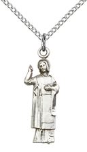 STERLING SILVER ST STEPHEN PENDANT WITH CHAIN - 1" x 1/4"