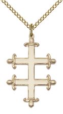 14KT GOLD FILLED CROSS OF LORRAINE PENDANT WITH CHAIN