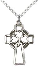 STERLING SILVER SHAMROCK CROSS PENDANT WITH CHAIN