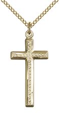 14KT GOLD FILLED CROSS PENDANT WITH CHAIN - 1 1/8" x 1/2"