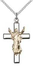 GF-SS CROSS PENDANT WITH CHAIN - 1 1/8" x 5/8"
