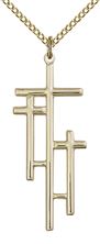 14KT GOLD FILLED CROSS PENDANT WITH CHAIN - 1 3/8" x 1/2"