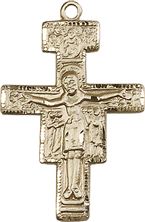 14KT GOLD SAN DAMIANO CRUCIFIX MEDAL - 1 1/4" x 7/8"