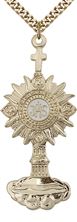14KT GOLD FILLED MONSTRANCE PENDANT WITH CHAIN - 2 1/8X 7/8"