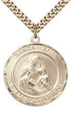 GOLD FILLED SANTA ANA PENDANT ON A CHAIN - 1" x 7/8"