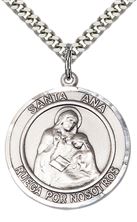 STERLING SILVER SANTA ANA PENDANT WITH CHAIN - 1" x 7/8"