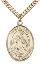 GOLD FILLED SANTA ANA PENDANT ON A CHAIN - 1" x 3/4"