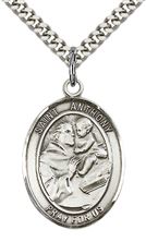STERLING SILVER ST ANTHONY OF PADUA PENDANT WITH CHAIN - 1" x 3/4"