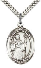 STERLING SILVER ST AUGUSTINE PENDANT WITH CHAIN - 1" x 3/4"