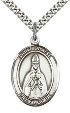 STERLING SILVER ST BLAISE PENDANT WITH CHAIN - 1" x 3/4"